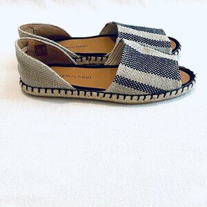 Eric Michael espadrilles Women's 40 black cream striped sandals slip-ons jute